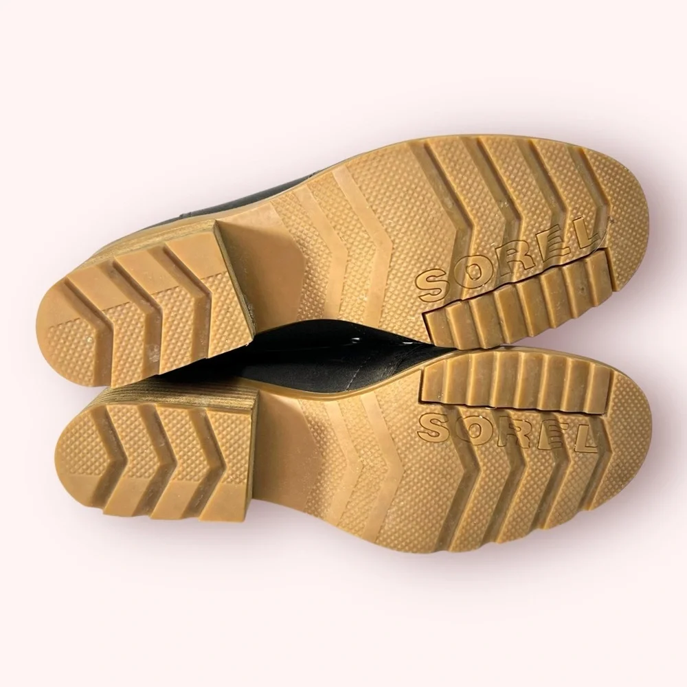 SOREL Cate Lace Up Boots Block Heel Brown Full Grain Leather Waterproof Size 7.5 - Picture 6 of 9